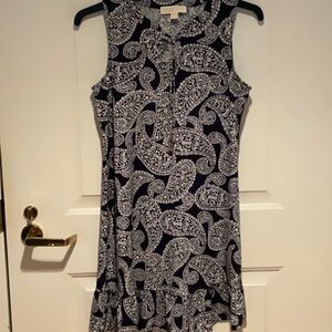NWOT Navy and White Paisley A line sleeveless dress